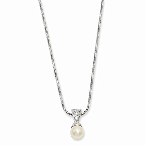 【中古】【未当て嵌める・未開封品】Jewels By Lux 18in ロジウムメッキ ケリーお水 白いこと 人工パール キュービックジルコニア 首飾り