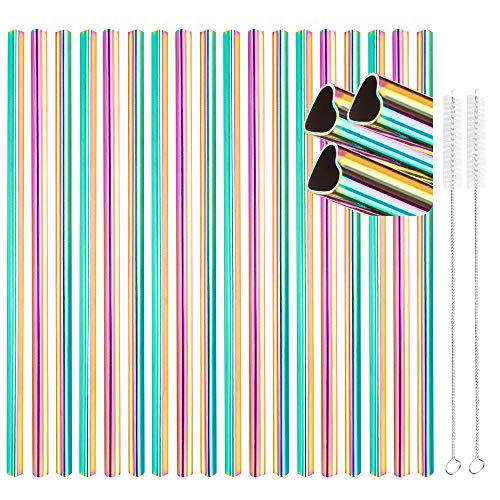 【中古】【未使用・未開封品】Tomorotec ハート型 メタリックステンレススチール ストロー バリューパック レインボーカラー 再利用可能なストローセット タンブラー 飲み物