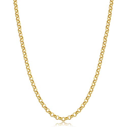 【中古】【未使用・未開封品】KoolJewelry 14Kイエローゴールド 3.2mm ロロチェーンネックレス (16、18、20、24インチ), 金属,