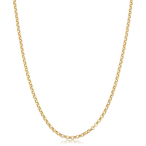 【中古】【未当てはめる・未開封品】KoolJewelry 14K黄色ゴールド 2.4粍 ロロチェーンネックレス (16、18、20、24in), 金属元素,
