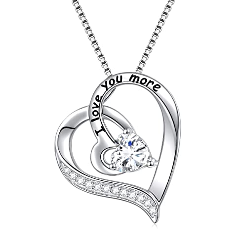 【中古】【未使用・未開封品】FLYOW I Love You More ハートネックレス レディース ガールズ スターリングシルバー キュービックジルコニア ペンダント バレンタイン母の日ジ