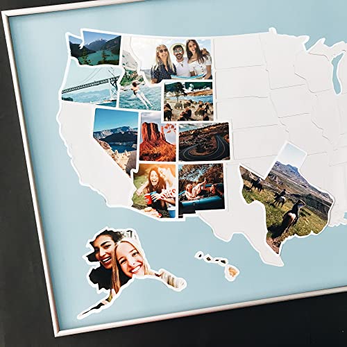 【中古】【未使用・未開封品】米国写真マップ 50州旅行マップ ブルー 24 x 36インチのフレームにフィット 柔軟なプラスチック製