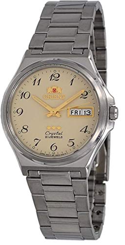 【中古】【未当てはめる・未開封品】Orient FAB02004C メンズ 3はやりっ子 ステンレス鋼スチール写真 曜日 逢い引き 飾り気のない指導者 ベージュ文字盤 自動小銃一巻きウオッチ