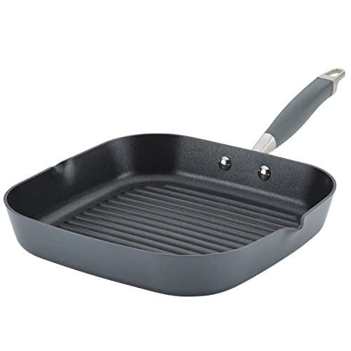 【中古】【未使用・未開封品】Anolon Advanced Home 硬質アルマイト加工 焦げ付かない深角型グリルパン/グリドル 11インチ ムーンストーン