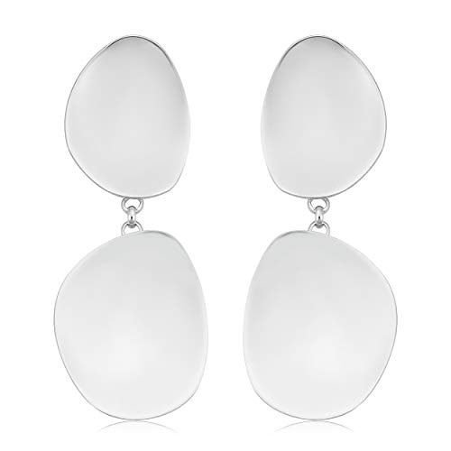 【中古】【未使用・未開封品】KoolJewelry スターリングシルバー ロジウムメッキ 凹型ディスクドロップイヤリング