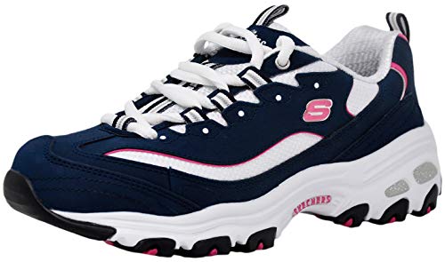 【中古】【未当て嵌める・未開封品】Skechers Sport レディース D\u0027Lites 一風変わった ノン記憶装置質問用紙 レースアップスニーカー, 米国海軍/サクラ色, 24