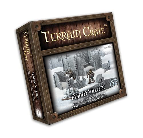 【中古】【未使用・未開封品】Mantic Games製 地形クレート - 台無し村 Mサイズ セット | 細部までこだわった3Dミニチュア | 組み立て済みの景色 卓上ゲームアクセサリー 戦争