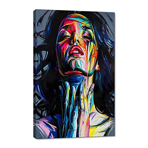 【中古】【未使用・未開封品】ポップアート バンクシーストリートアート カラフルな落書きプリント 絵 女性 落書き キャンバス絵画 壁装飾 リビングルーム用 キャンバスフレー