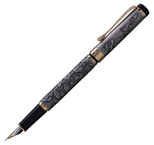 【中古】【未使用・未開封品】Gullor 万年筆 ギフトボックス付き 雲と龍の彫刻入り 細字 グレー|AJIMURA-SHOP