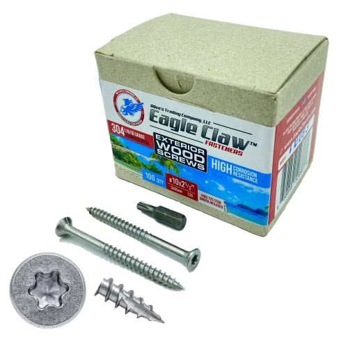 【中古】【未使用・未開封品】Eagle Claw Fasteners 10 x 2 1/2インチ ステンレススチール デッキスクリュー 100個 T25 スタードライブ付属 木製ネジ 建設用 高耐腐食性｜AJIMURA-SHOP