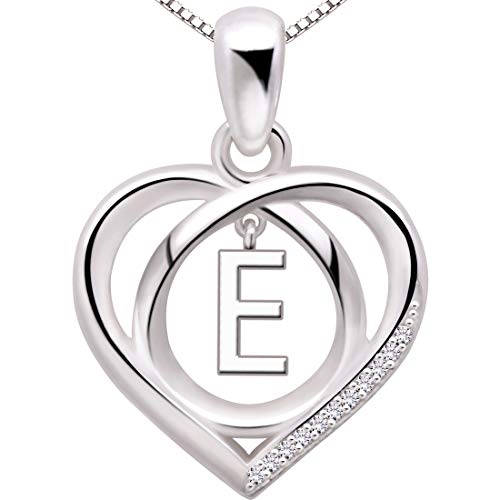 【中古】【未使用・未開封品】ALOV Jewelry スターリングシルバー イニシャル文字 アルファベット ラブハート キュービックジルコニア ペンダントネックレス｜AJIMURA-SHOP