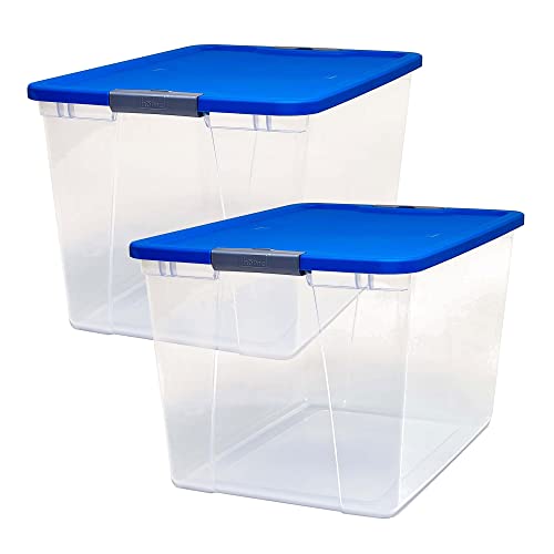 【中古】【未使用・未開封品】HOMZ プラスチック収納容器 2 Pack ブルー 3364CLBLTSDC.02