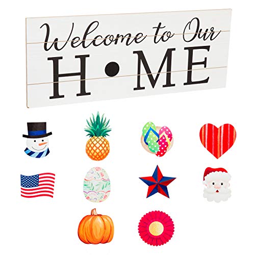 【中古】【未当て嵌める・未開封品】Welcome to Our Home 取り替えっこ能力のあるな木製張り出し - 28 x 1 x 11in
