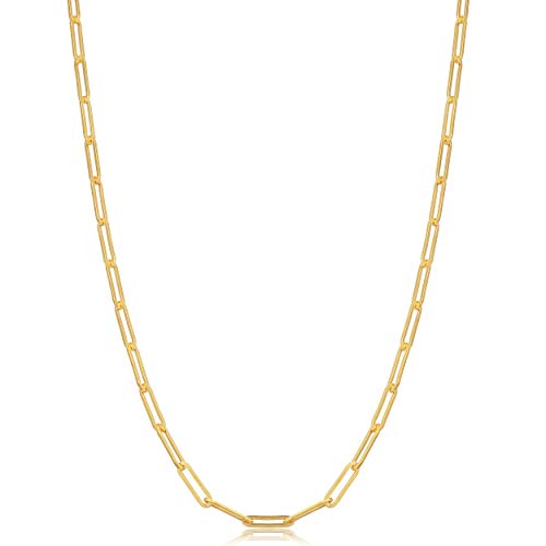 【中古】【未使用・未開封品】KoolJewelry ペーパークリップチェーンネックレス イエローゴールドメッキ スターリングシルバー2.9mm 男女兼用