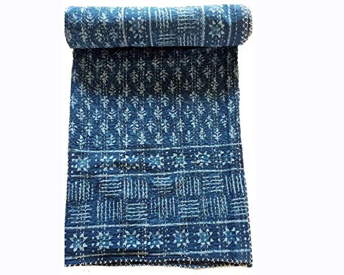 【中古】【未当て嵌める・未開封品】Crafts creation ブルーインディゴ 皇后陛下大きさ カンタキルト ヴィンテージ お手々お手伝いさん インディゴプリント カンタベッドスプレッド