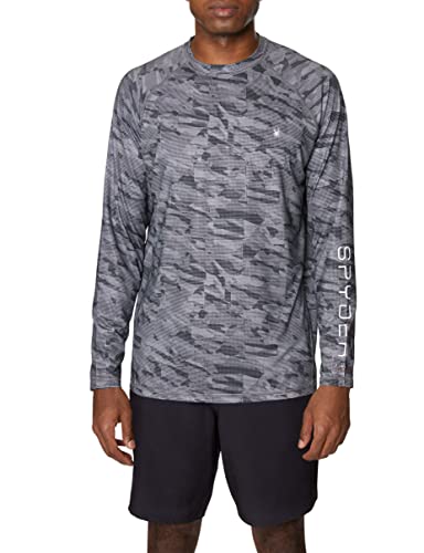 【中古】【未当て嵌める・未開封品】Spyder Men\u0027s Digital Camo Long Sleeve Rashguard, Dark Grey, X-Large