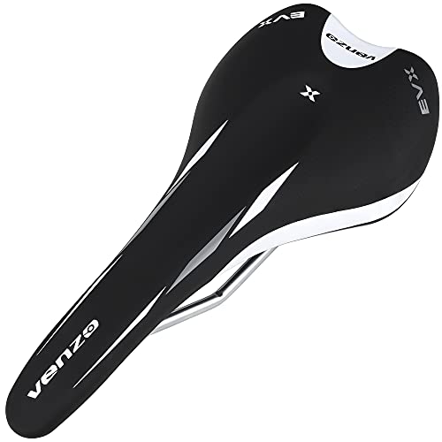 【中古】【未使用・未開封品】Venzo EVX バイク 自転車 ロード MTB マウンテン CR-MO レール 快適なサドルシート Default ホワイト