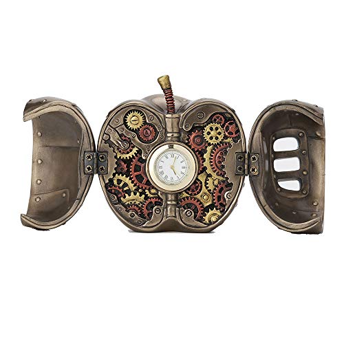 【中古】【未当て嵌める・未開封品】Veronese Design 3.5in 水蒸気張りさける メカニカス アップル時辰儀 アンティークブロンズ入眼 卓上刻みつける フルーツ図形