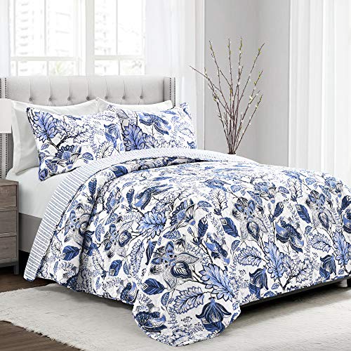 【中古】【未使用・未開封品】Lush Decor シンシア ジャコビアンキルト3点セット リバーシブル寝具セット フルクイーン ブルー|AJIMURA-SHOP