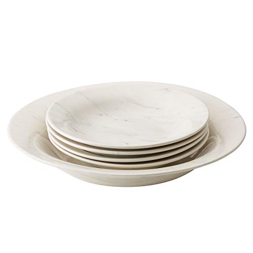 【中古】【未当て嵌める・未開封品】Anolon セラミックス石器パスタ/吸いものどんぶり鉢 5部 大理石白いこと