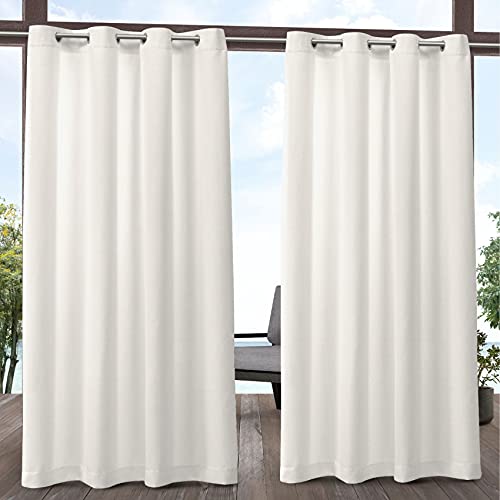 【中古】【未使用・未開封品】Exclusive Home Curtains Biscayne インドア/アウトドア ツートーン テクスチャードグロメットトップ カーテンパネル ペア 54x96 アイボリー
