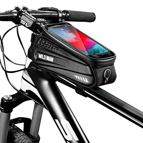 【中古】【未使用・未開封品】WILD MAN 防雨 自転車 フロントフレーム バイクバッグ タッチスクリーン携帯電話マウント付き ロードマウンテンバイク用