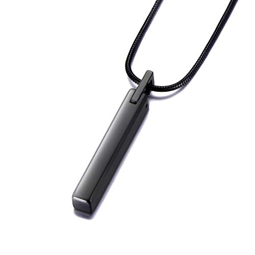 【中古】【未使用・未開封品】MOO&LEE メンズ タングステンスチールバーペンダントネックレス 22インチステンレススチールスネークチェーン付き, 金属, 適用なし