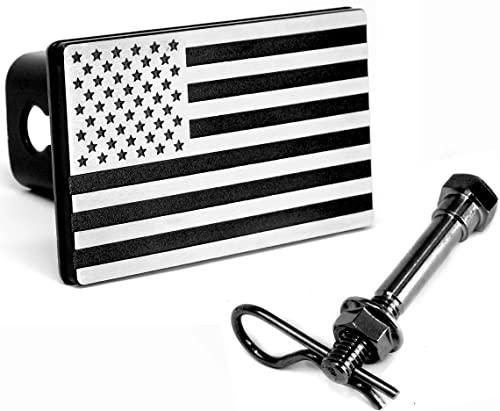 【中古】【未使用・未開封品】MULL USA アメリカ国旗アルミトレーラーヒッチカバー (2インチのレシーバーにフィット アルミニウムブラック)|AJIMURA-SHOP