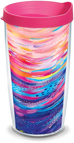 【中古】【未使用・未開封品】Tervis 1346698 Etta Vee ハッピー抽象断熱タンブラー ラップとフクシア蓋付き 16オンス クリア 13,864円