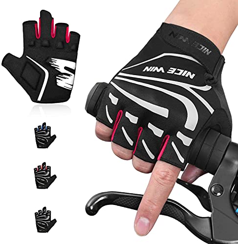 【中古】【未使用・未開封品】NICEWIN フィンガーレスダートバイクグローブ レディース メンズ オートバイ タクティカル 運転 ATV サイクリング レッド L