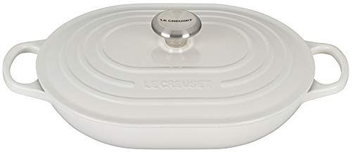 【中古】【未使用・未開封品】Le Creuset エナメル鋳鉄製シグネチャーオーバルキャセロール 3.75クォート ホワイト