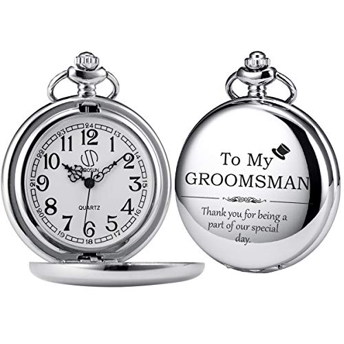 【中古】【未使用・未開封品】SIBOSUN 新郎の介添人 結婚式やプロポーズに - My Groomsman 懐中時計 - ウェディング シルバー1個。 10,074円