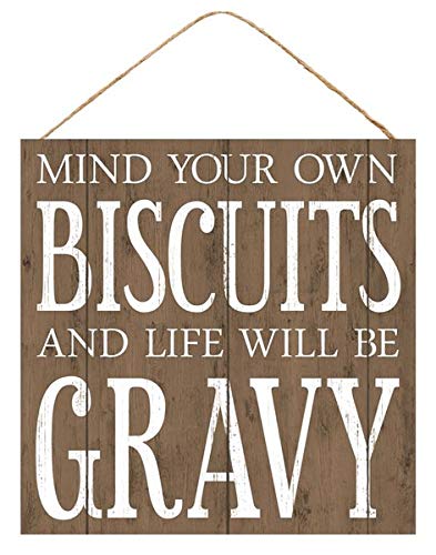 【中古】【未使用・未開封品】Craig Bachman Mind Your Biscuits Life Will Be Gravy サザン木製ファームハウスサイン（25.4cm&times;25.4cm）｜AJIMURA-SHOP