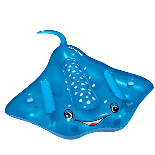 【中古】【未使用・未開封品】Swimline マンタレイ 空気注入式 プールライドオン ブルー 84インチ x 73インチ x 14インチ|AJIMURA-SHOP