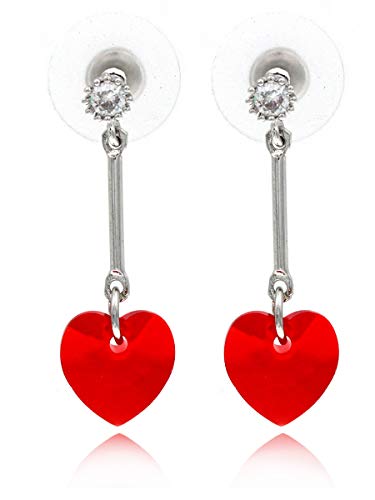 【中古】【未使用・未開封品】cocojewelry レッドピンククリスタルパヴェハートイヤリング バレンタインデーギフト
