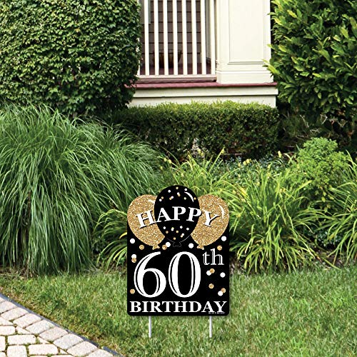 【中古】【未使用・未開封品】Big Dot of Happiness 大人用 60歳の誕生日 - ゴールド - 屋外 芝生 - 誕生日パーティー ヤードサイン - 1個