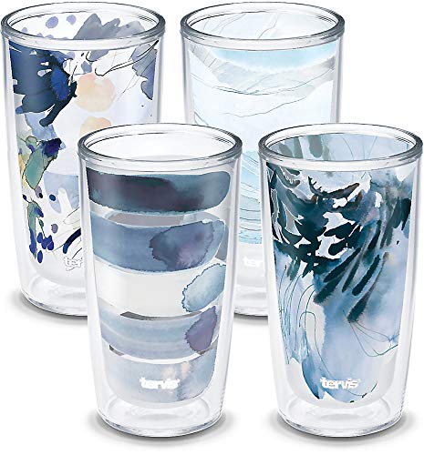 【中古】【未当て嵌める・未開封品】Tervis Kelly Ventura - Crystal Insulated Tumbler, 16薬局衡オンス-4pk, Blue Collection