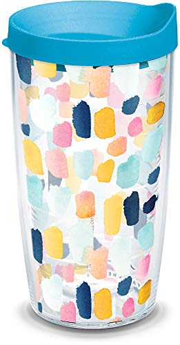 【中古】【未使用・未開封品】Tervis Yao Cheng - Merriment Geo Insulated Tumbler with Wrap and Turquoise Lid, 16oz, Clear|AJIMURA-SHOP