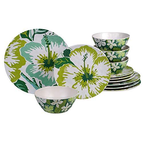 【中古】【未当て嵌める・未開封品】Certified International Tropicali メラミン食器12点仕掛ける 4人用 マルチ色合い
