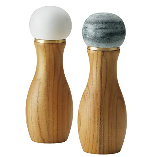【中古】【未使用・未開封品】Anolon Pantryware ソルトペッパーグラインダーセット 調味料、料理、サービング、木製、セラミック、2ピース、ホワイトとグレー