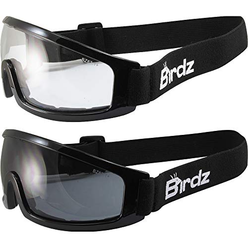 【中古】【未使用・未開封品】Birdz Robin スポーツ スカイダイビング スノーボード オートバイ ライディングゴーグル クリアとスモークレンズ 2ペア
