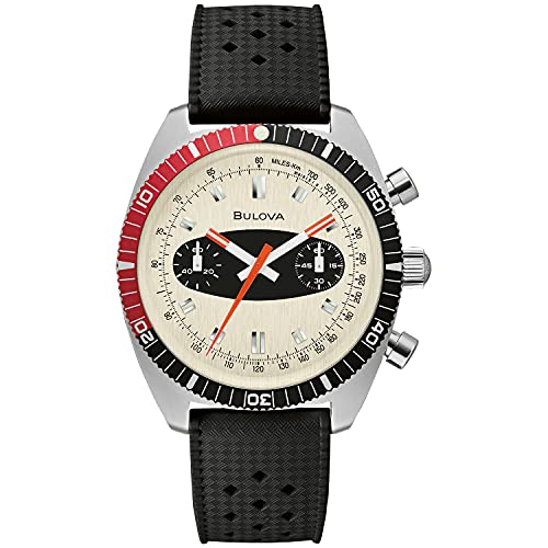 【中古】【未使用・未開封品】Bulova メンズ アーカイブシリーズ サーフボード クロノグラフストラップ, ブラックストラップ/ステンレススチール。, クロノグラフ、クォーツム|AJIMURA-SHOP