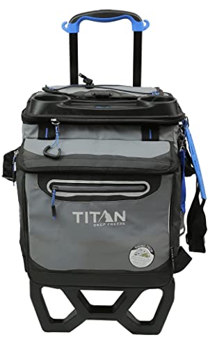 【中古】【未使用・未開封品】TITAN ROLLING COOLER 折り畳み式 クーラーバッグ キャリーカート付 ドリンクホルダー付き