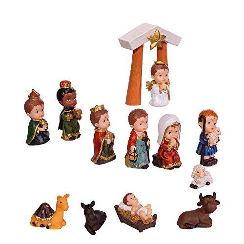 【中古】【未使用・未開封品】Kurt S. Adler 1.6~4.5インチ 子供用 キリスト降誕13点セット マルチ