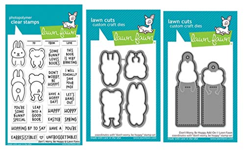 【中古】【未使用・未開封品】Lawn Fawn Don't Worry Be Hoppy 4 x 6インチ クリアスタンプセット カスタムクラフトダイセット (LF2232 LF2233 LF2234) 3個セット