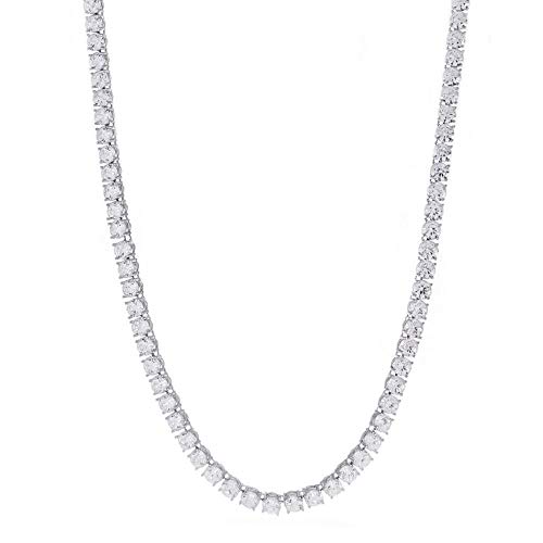 【中古】【未使用・未開封品】Bling Bling New 1列テニスネックレス 16～30インチ シルバー仕上げ 人工ダイヤモンド 3mm 4mm 6mm ソリティア チョーカー テニスチェーン