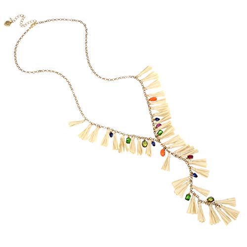 【中古】【未当て嵌める・未開封品】Betsey Johnson Raffia Tassel Y-Necklace