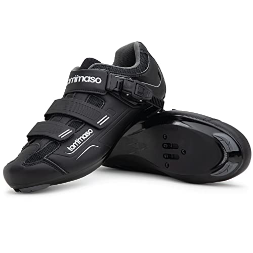 【中古】【未当て嵌める・未開封品】Tommaso Strada 200 デュアルクリート相応う 読み込むツーリング サイクリング スピニングシューズ バックル付き添い人 US 大きさ: 11 色つや: 黒いこと