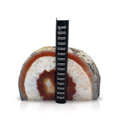 【中古】【未使用・未開封品】Nature Decoration - ラグジュアリーブラウンメノウブックエンド - 滑り止めブックエンド - ヴィンテージ\u0026天然宝石ブックエンド - ホームデコ