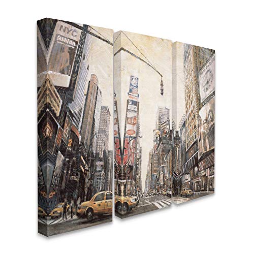【中古】【未使用・未開封品】Stupell Industries ニューヨーク市街の建物 都市景観の絵画 3pc, each 10 x 24 ベージュ a3-001_cn_3pc_10x24